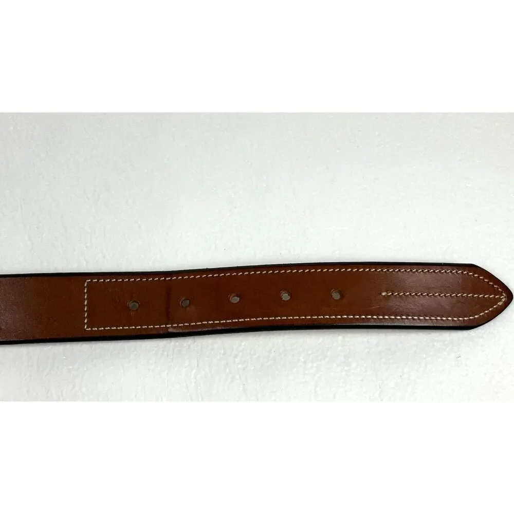 Miguel Bellido Sport Leather Belt Mens 40 Brown White Stitching Made in Spain
